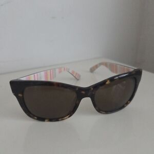 Kate Spade Tortoiseshell Cat-Eye Sunglasses with Pink-Striped Arms